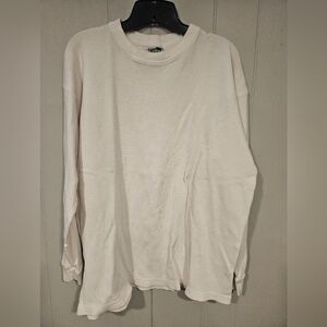 Sada Thermal Shirt Women 2X White Waffle Knit 100% Cotton Base Layer Long Sleeve